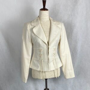 EUC Nanette Lepore Cream Lace-Up Blazer - Size 4